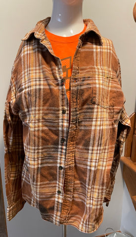 Heavy bleach Brown/Orange Flannel Size Lg