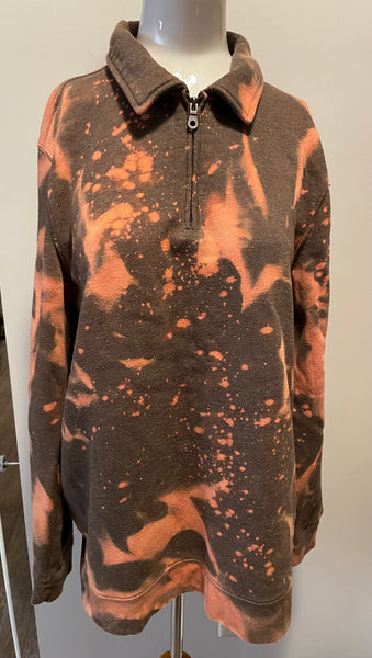 Browns inspired bleached quater zip Size Lg