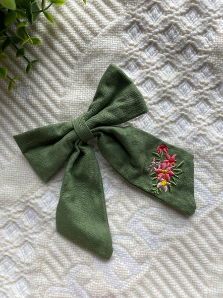 Embroidered School Girl Bow