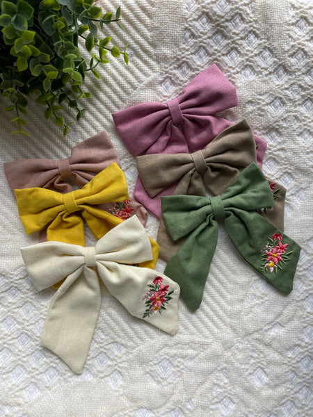 Embroidered School Girl Bow