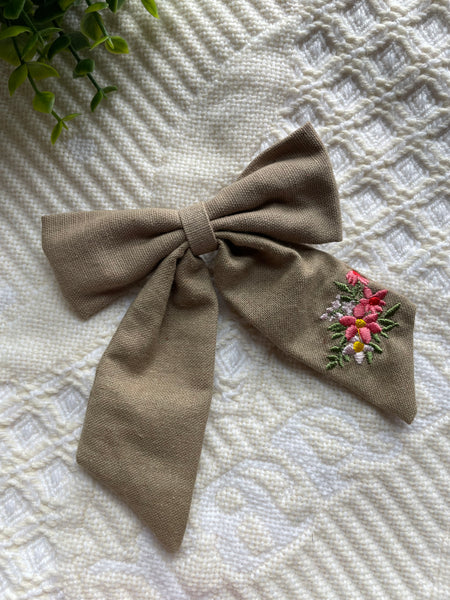 Embroidered School Girl Bow