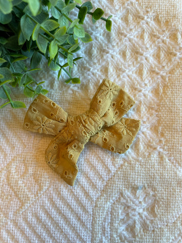 Mustard Eyelet Bow Knot