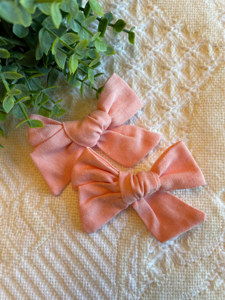 Pink Linen Bow Knot